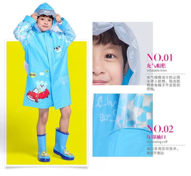 Wholesale foldable pvc fashion rain coat/school bag cover children raincoat MJ-225