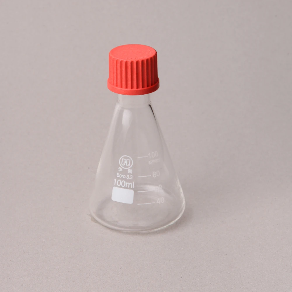 
 Лабораторная посуда HUAOU с узким горлом, градуированная коническая колба Эрленмейера с винтовой крышкой  