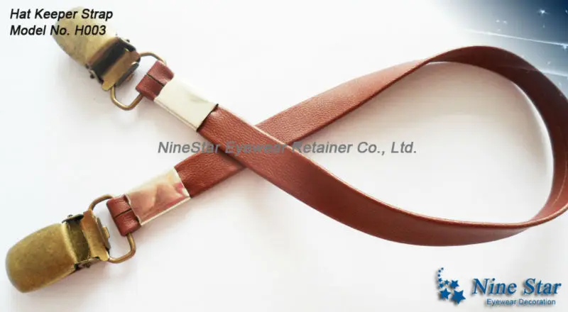 LEATHER HAT STRAP RETAINER Cord String flat leather clip cap