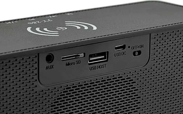 hot selling  blue  speaker wireless charger with radio and alarm Build-in Mic Support Time Displayer TF Card NFC