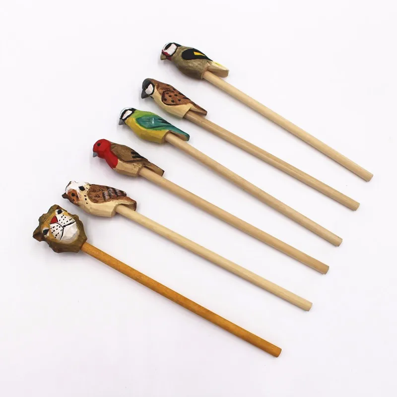 Милый креативный деревянный карандаш с животными школьные канцелярские товары декоративный HB резьбой по дереву на заказ