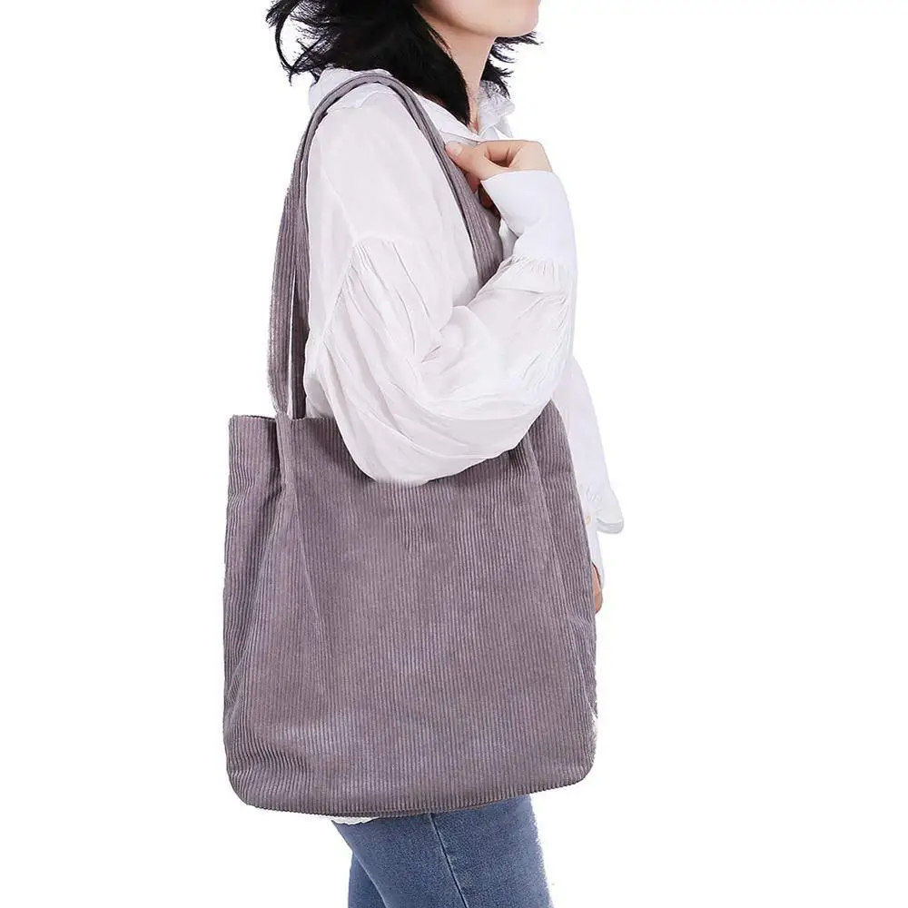 Shoulder Shopping Bag Corduroy Tote Casual for Women