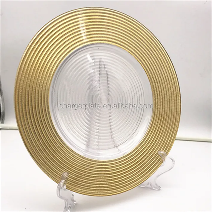 Manufacturer Party Wedding Decoration Thread Design Glass Charger Plate