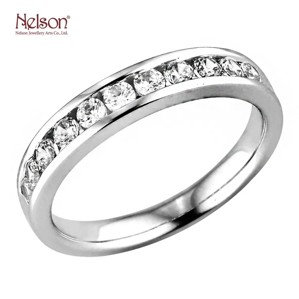 
Wholesale price Zero risk OEM ODM Daily Wear Symmetrical 18K White Yellow Rose Gold Anniversary Band Ring For Girlfriend 