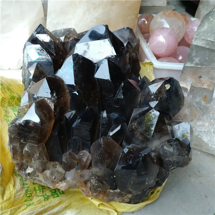 Big natural smoky quartz crystal clusters rock crystal specimen grapes clusters