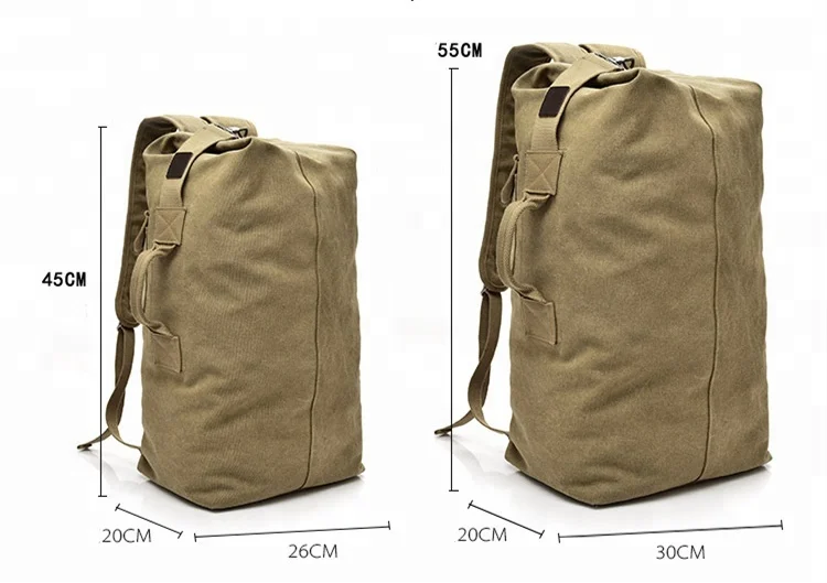 Large Capacity Durable Camping Travel Waterproof Canvas Sports Bag Rucksack Gym Hiking Backpack