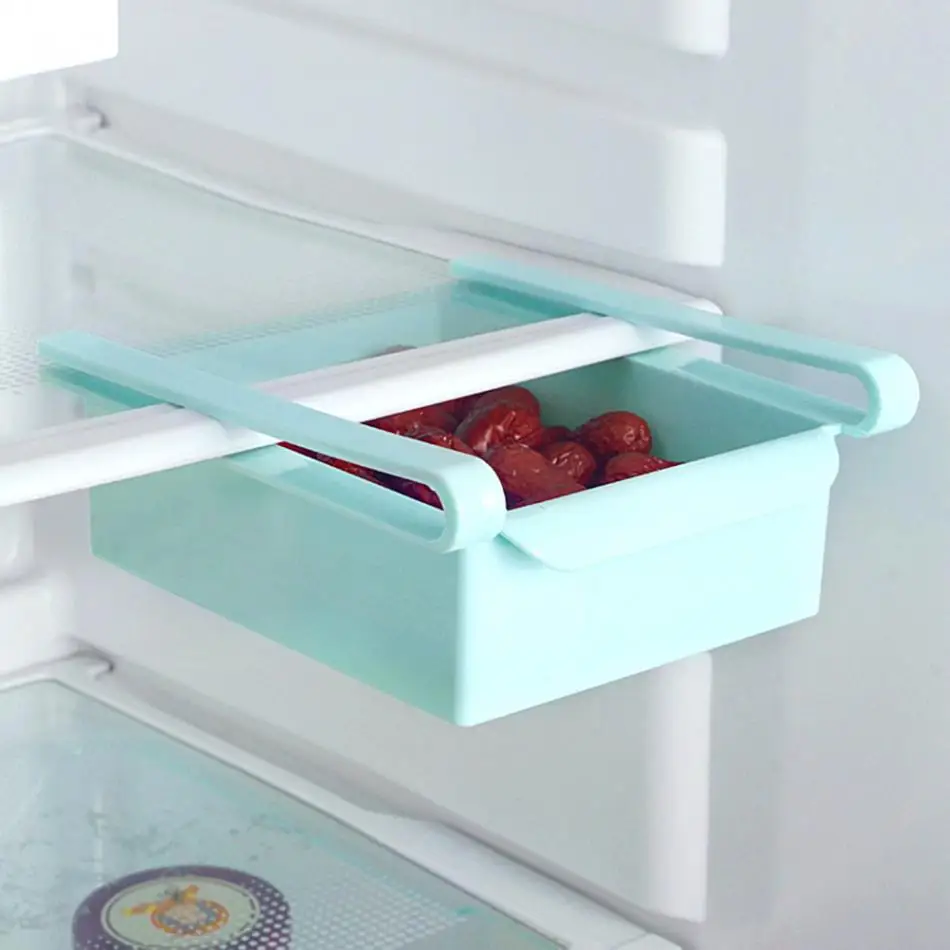 
Useful Refrigerator Storage Box Slide Fridge Freezer Space Saver Organizer Storage Rack Shelf Holder Kitchen Accessories 