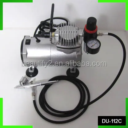 Portable cake decorating airbrush kit with gravity airbrush and powerful compressor