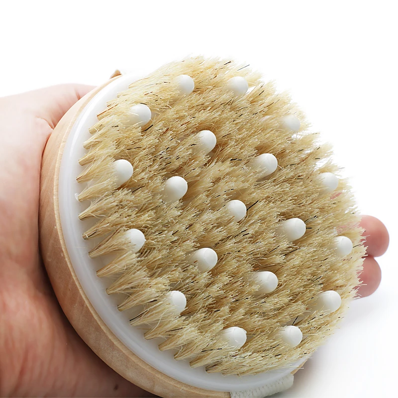 EDAWA professional mini round head natural wooden shower massager body bath brush