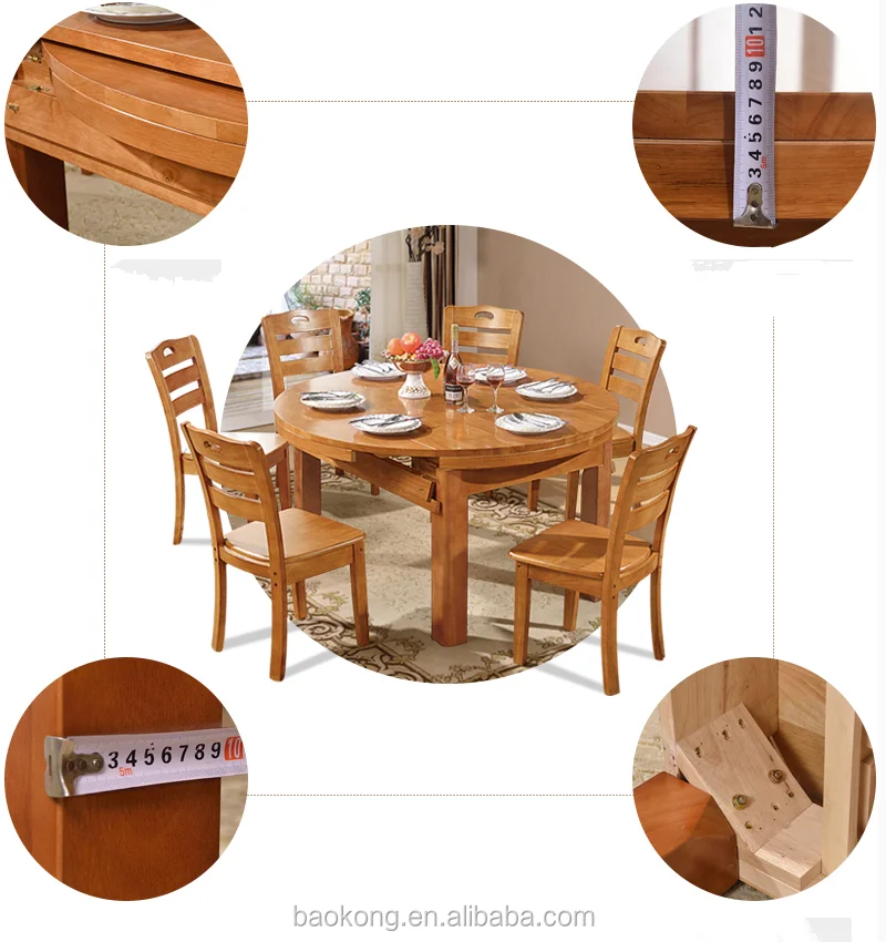 6 To 8 Seat Extendable  Solid Wood  Dining Table Set