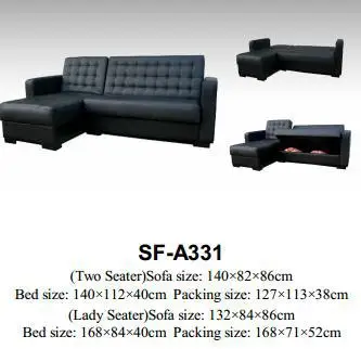 Modern Furniture Convertible L Shape PU Or Fabric Sectional Sofa Corner Sofa Cum Bed With Storage box