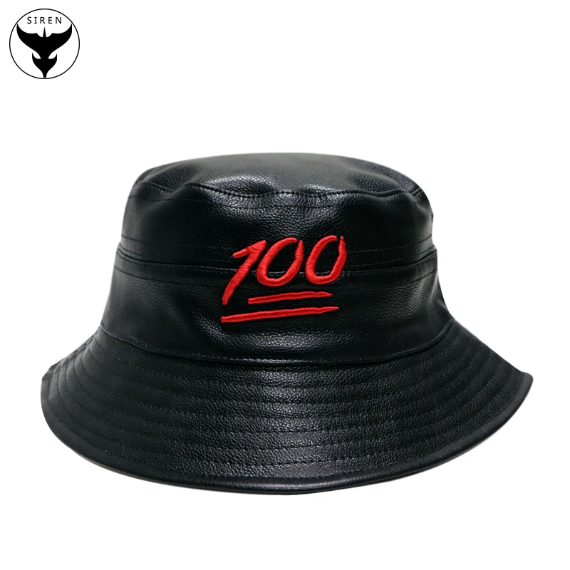 Fashion design cool bucket leather hats with custom logo