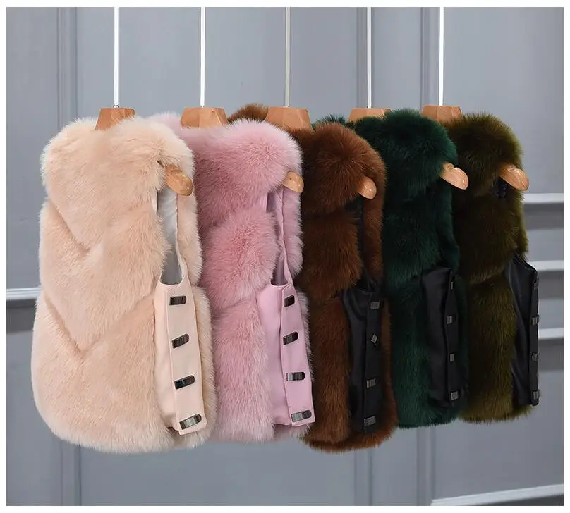 
STABILE Women Fashion Sleeveless Faux Fur Coat Autumn Winter Warm Fake Faux Fur Short Vest with metal fastener For Lady 