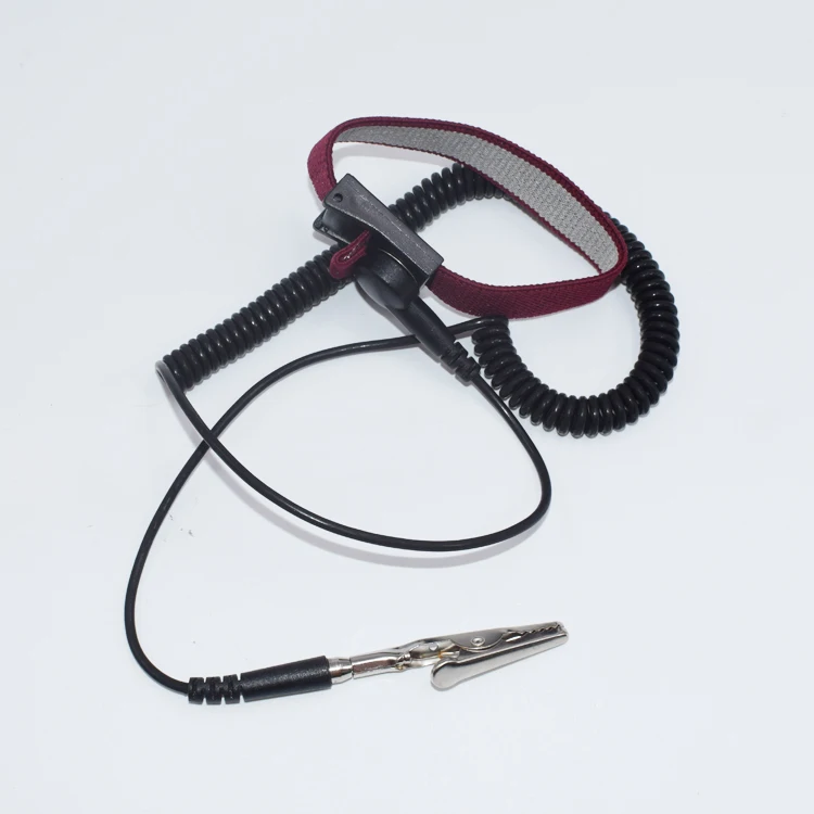 Antistatic Field Static Control Usage Crimson Color Conductive Fabric Band ESD Wrist Strap