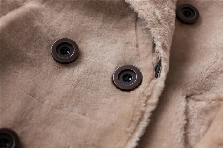 Winter Khaki Color Soft Sheepskin Shearling Coat,Mongolian Lamb Skin Double Face Leather Shearling Coat For Women
