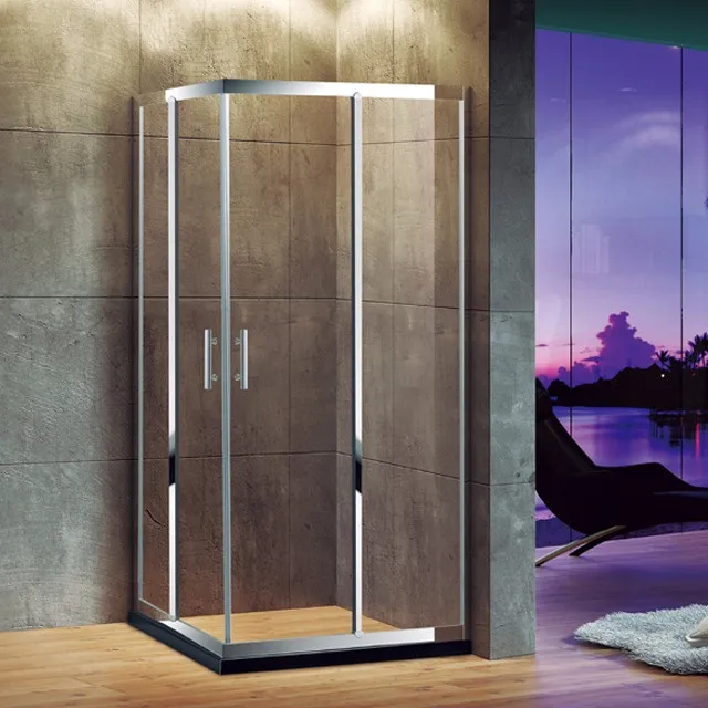 
UPC simple Painting tempered glass round PP tray sliding door shower cabin room 