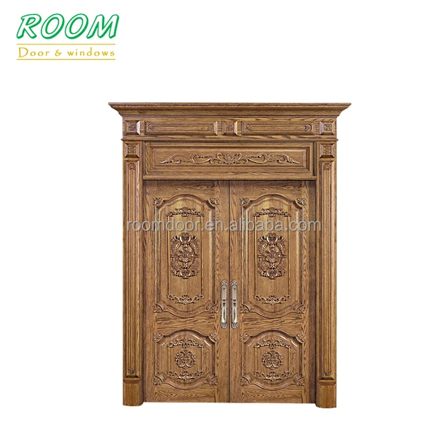 Modern Design Manufacturer Wooden French Glass Swing Solid Wood Entrance Door Wood Hinged Doors