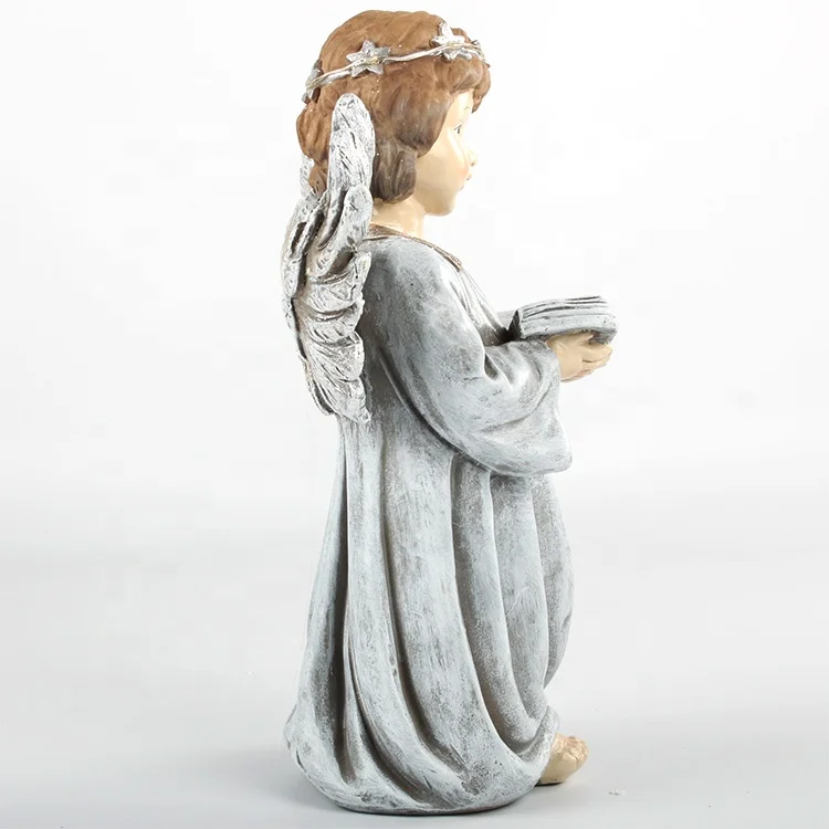 OEM polyresin wing led christmas ornament resin angel figurine