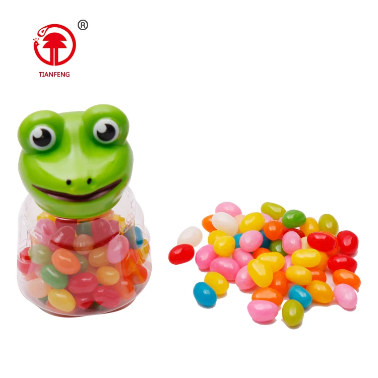 Mixed fruity flavor frog shaped jelly bean low sweet candy bottle halal hot selling mix sweet jelly bean