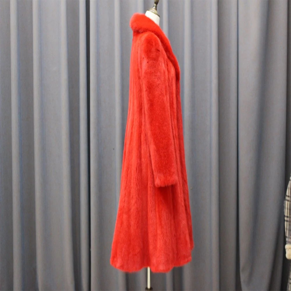 Wholesale And Retail Ladys Fashion Mink Fur Long Coat