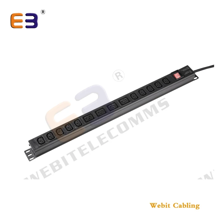 IEC C13 1U 19' 6 Way Rackmount Power Distribution Unit Network Cabinet C13 PDU