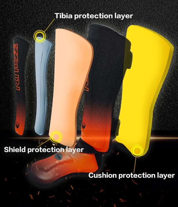 Boxing / MMA PU Leather Shin Pads Custom Muay Thai Kickboxing Leg protector customization foot guards