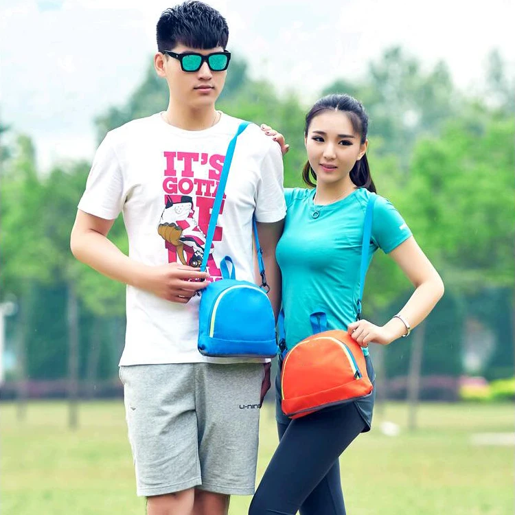 Nylon Zipper Solid Color Back Pack Men Women Folding Shoulder Backpack Bags