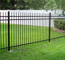 powder coated spear top metal picket fence steel tubular bar railing fencing design