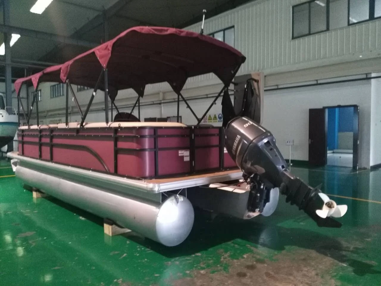 professional manufactured Aluminum pontoon passenger double pontoons catamaran boat with outboard gasoline engine