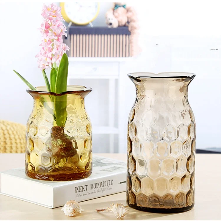 New design home decoration vase solid color glass vase for hotel  Glass flower vase for home decoration