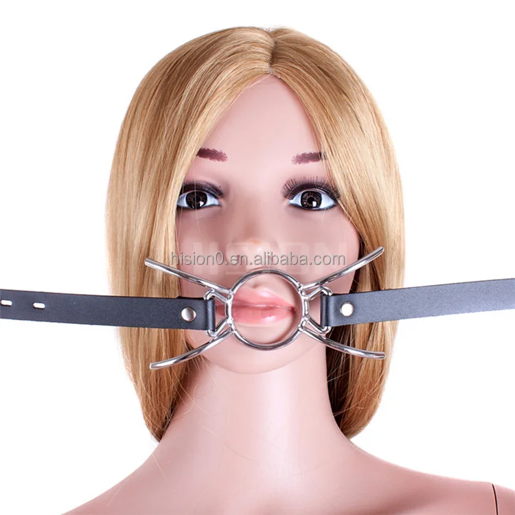 Metal Gold Spider Gag Bondage Mouth Restraint Gag with Adjustable Leather Belt
