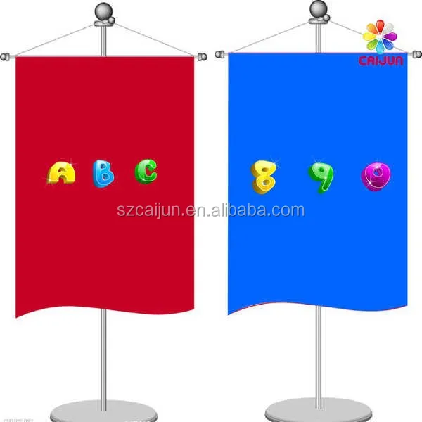 Customized   waving polyester flag paper double sides logo printed table flag hand flag