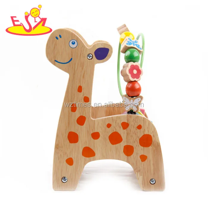 2023 wholesale animal shape wooden bead maze toy for baby W11B121