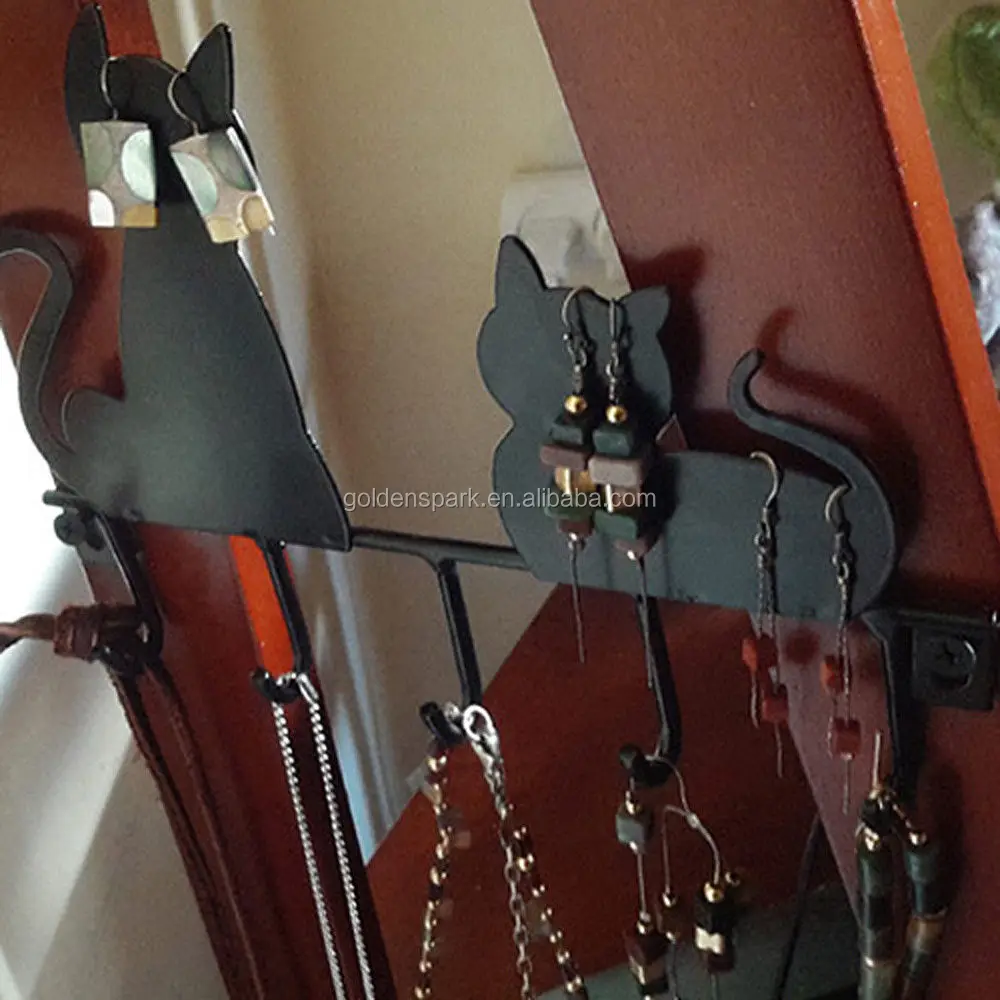 Clothes Coat hat key hanging hook Metal Iron Wall Door Rustic Hanger Black cat