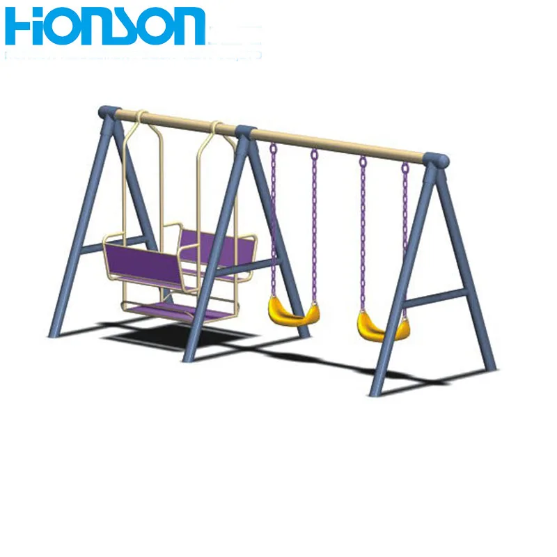 outdoor park kids metal swing with chair