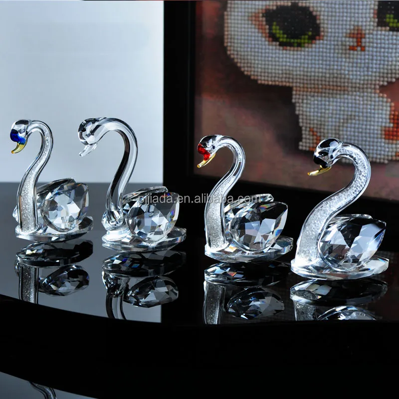 Crystal Glass  Animal Swan Figurines Craft Ornament K9 Clear Crystal Swan For Wedding Decoration