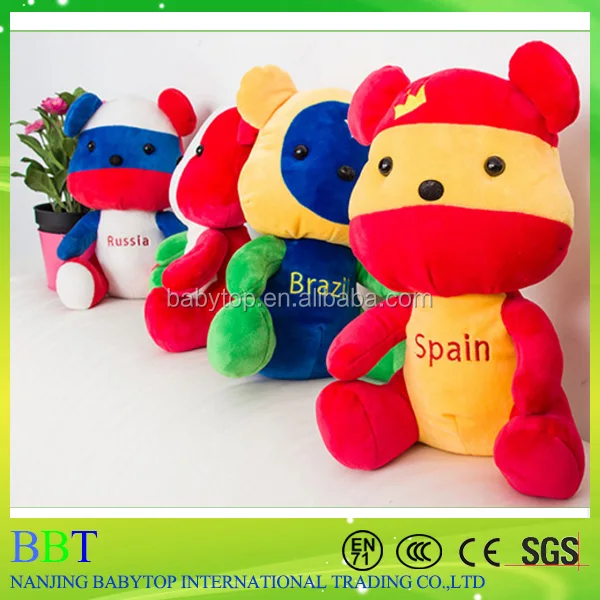 High quality national flag souvenir tedy bear with gold medal