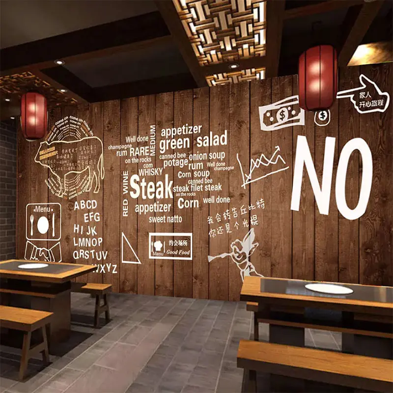Custom printing restaurant decoration wallpaper wall coverings