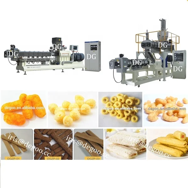 China tasty corn puffs cheese ball snack food make equipment machinery line