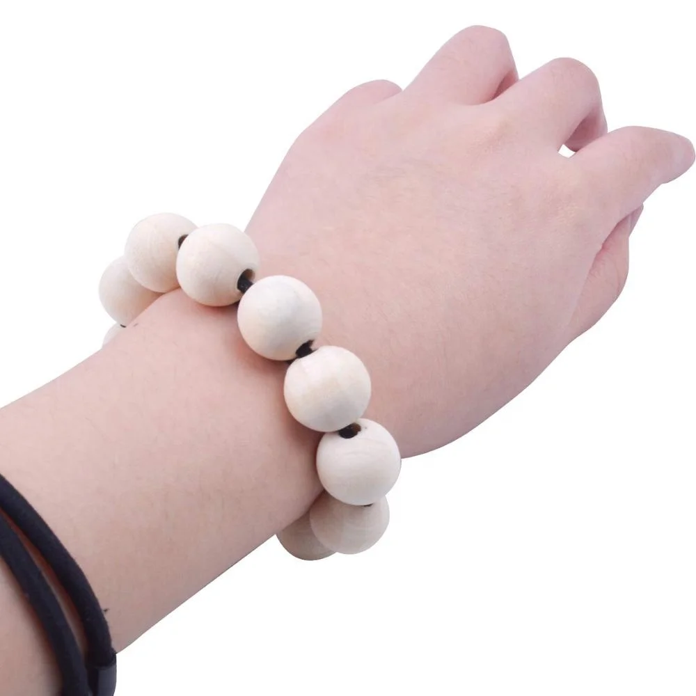 100pcs 16mm Natural Color Round Ball Wood Spacer Beads Jewelry Findings Charms