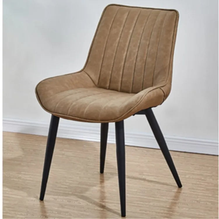 New arrival big size soft coffee chair PU leather dining chairs upholstered living room chair with metal leg