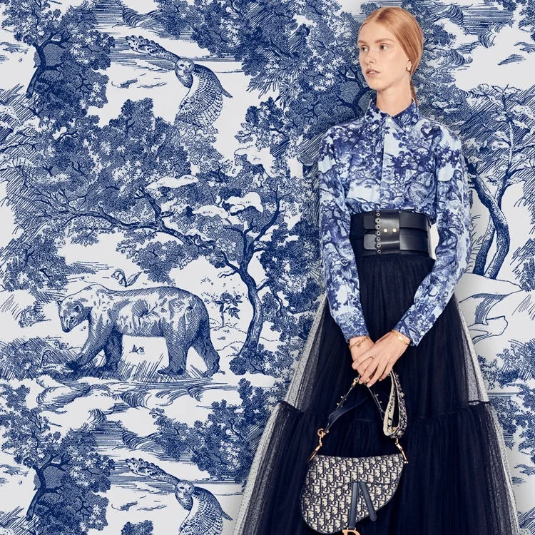 2020 Новая модная Экологически чистая индивидуальная большая брендовая цифровая печать маленькая цветочная ткань цифровая печать искусственная вуаль ткань