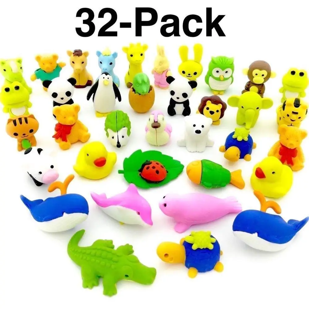 2019 Disassembled animal magic ball pen erasers pencil cartoon 3D earsers for kids 32PCS/PACK