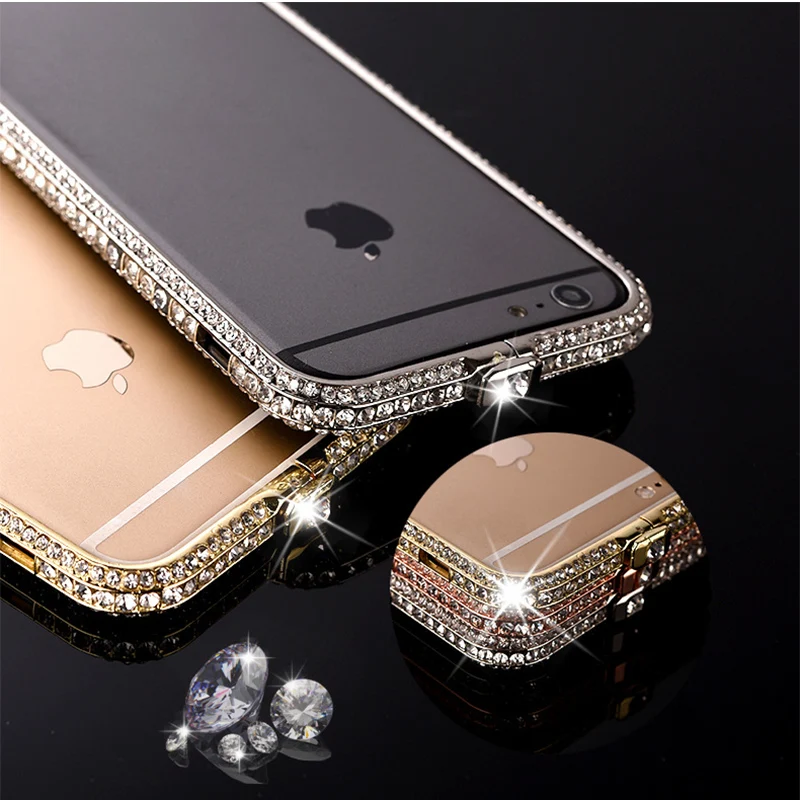 Metal Frame Case for iPhone  6s 67 8 Plus X XR XSMAX  Luxury Aluminum Metal Bumper Bling Glitter Diamond rhinestone shinning