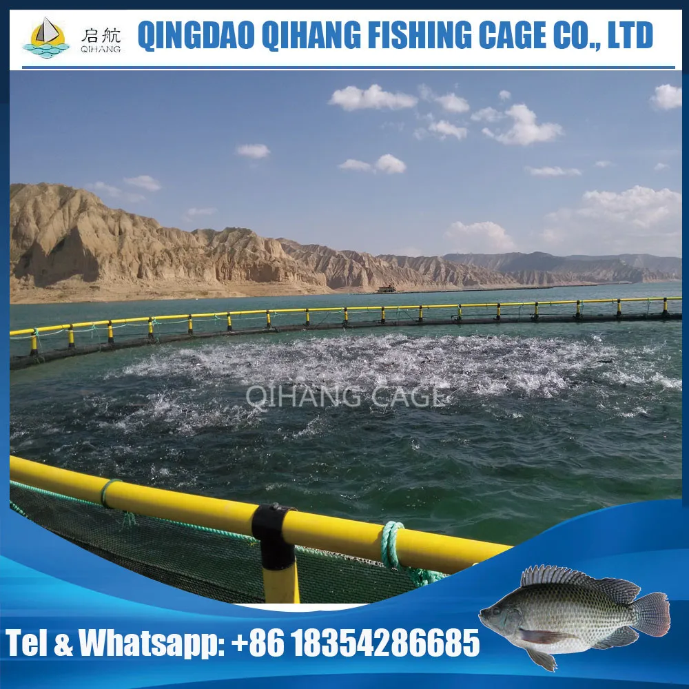 Circular cages for off-shore fish growing, fish farming in the sea