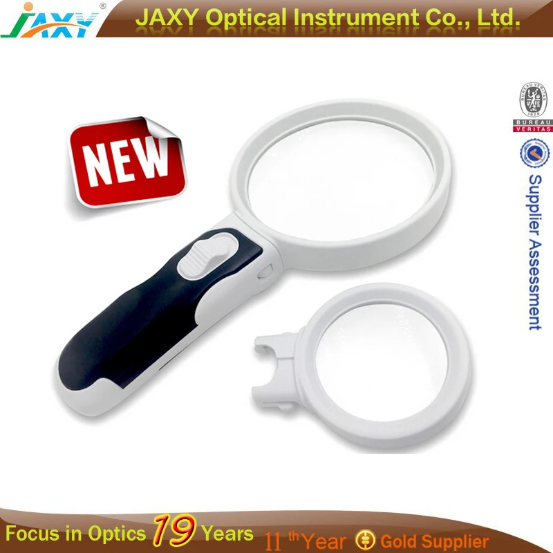 Printed LED 10X Handheld Magnifier Kit with Lightweight - Removable Lens 5X and 10X Illuminated Magnifying Glass