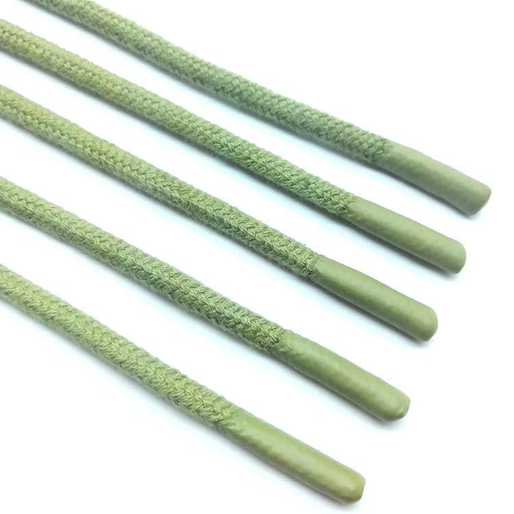 Custom silicone dipped  ends round cotton drawstring cord hoodie cords wholesale