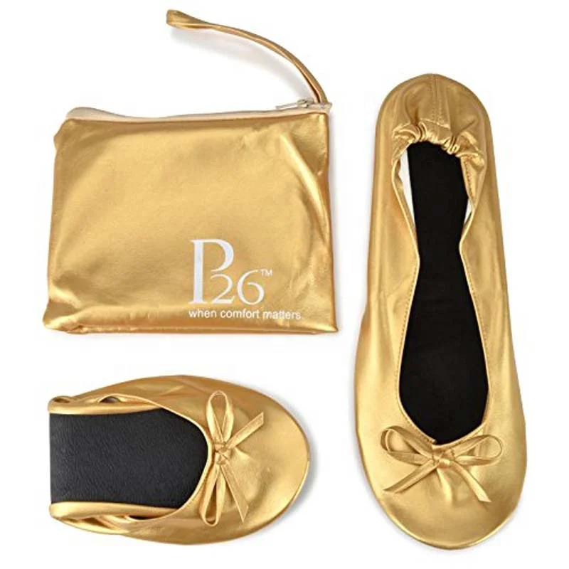 Женская Складная обувь, портативная дорожная балетная обувь на плоской подошве, подходящий чехол для переноски