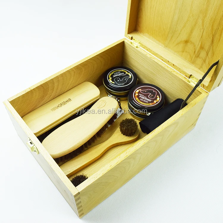 Wholesale 11pcs Accessories Wooden Box Shoe Care kit