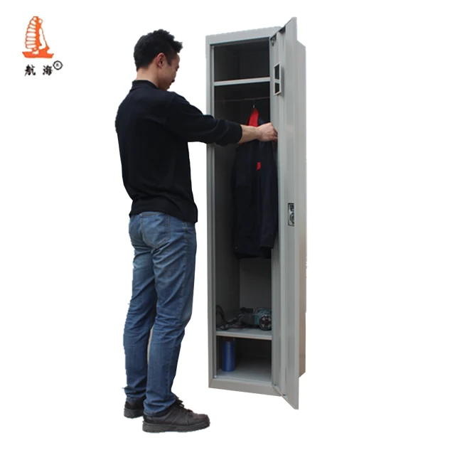 Light Grey Full Height Single Tier Metal Gym Dorm Storage Cabinet 1 Compartment Steel Locker